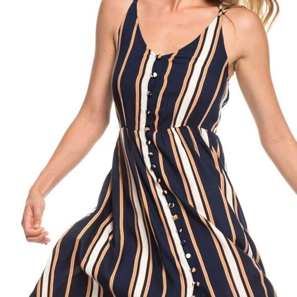 Roxy Sunset Beauty Midi Dress In blue Macy Stripe Size L - Picture 12 of 12